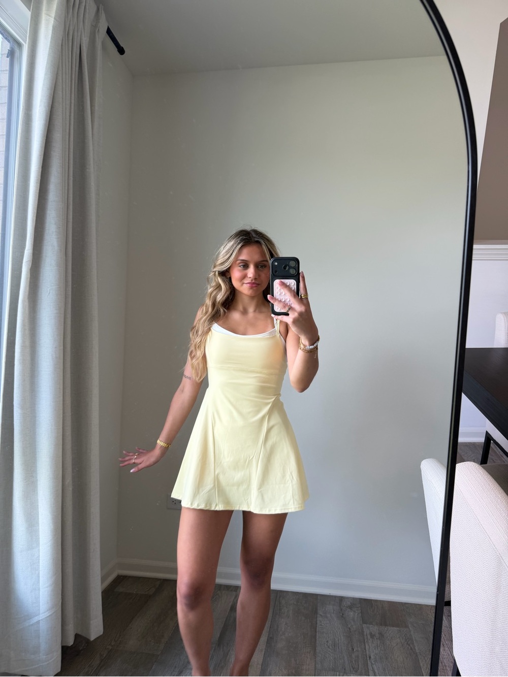 Butter yellow double layered activewear dress romper - Picture 8 of 9